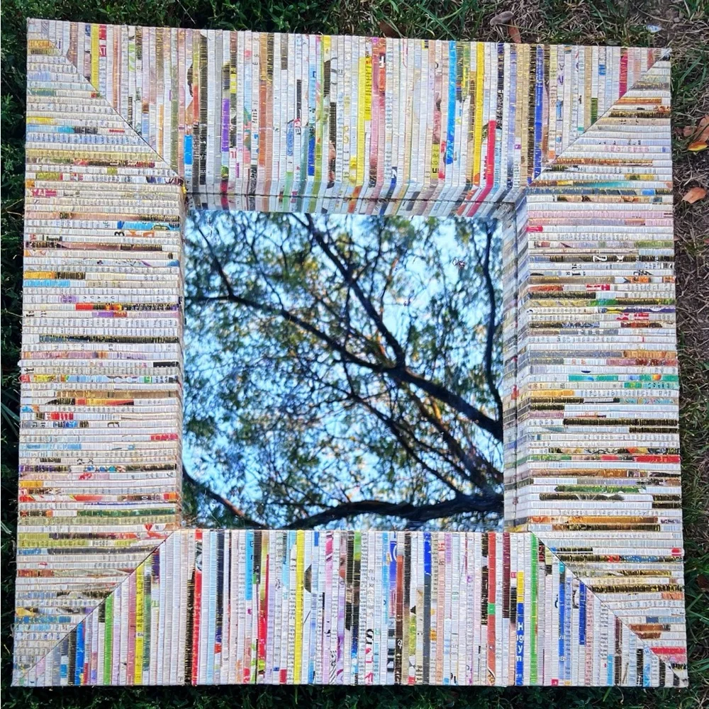 Recycled Magazine Origami Mirror